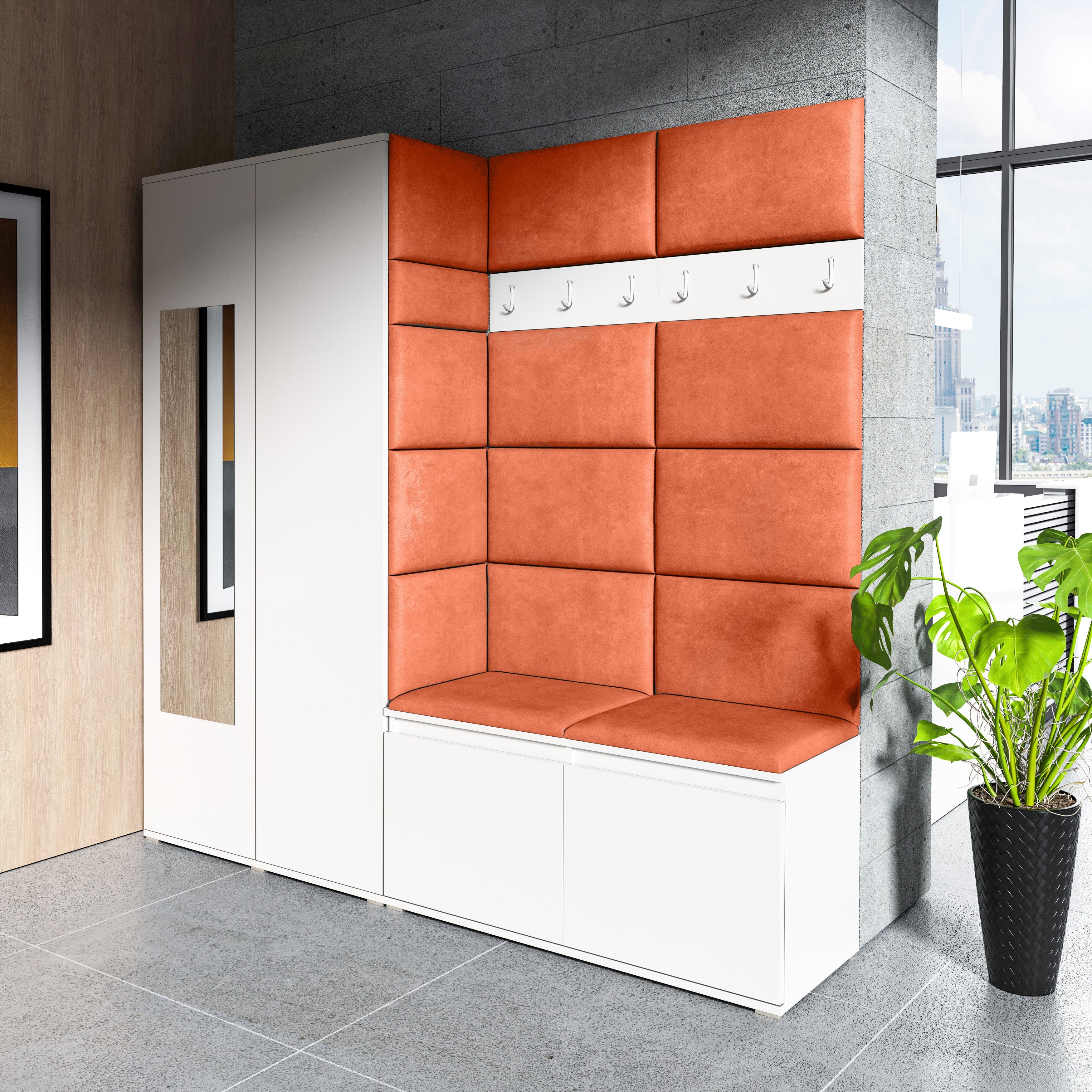 PK Emi 8 Hallway Wardrobe White - Upholstered Panels in Various Colours