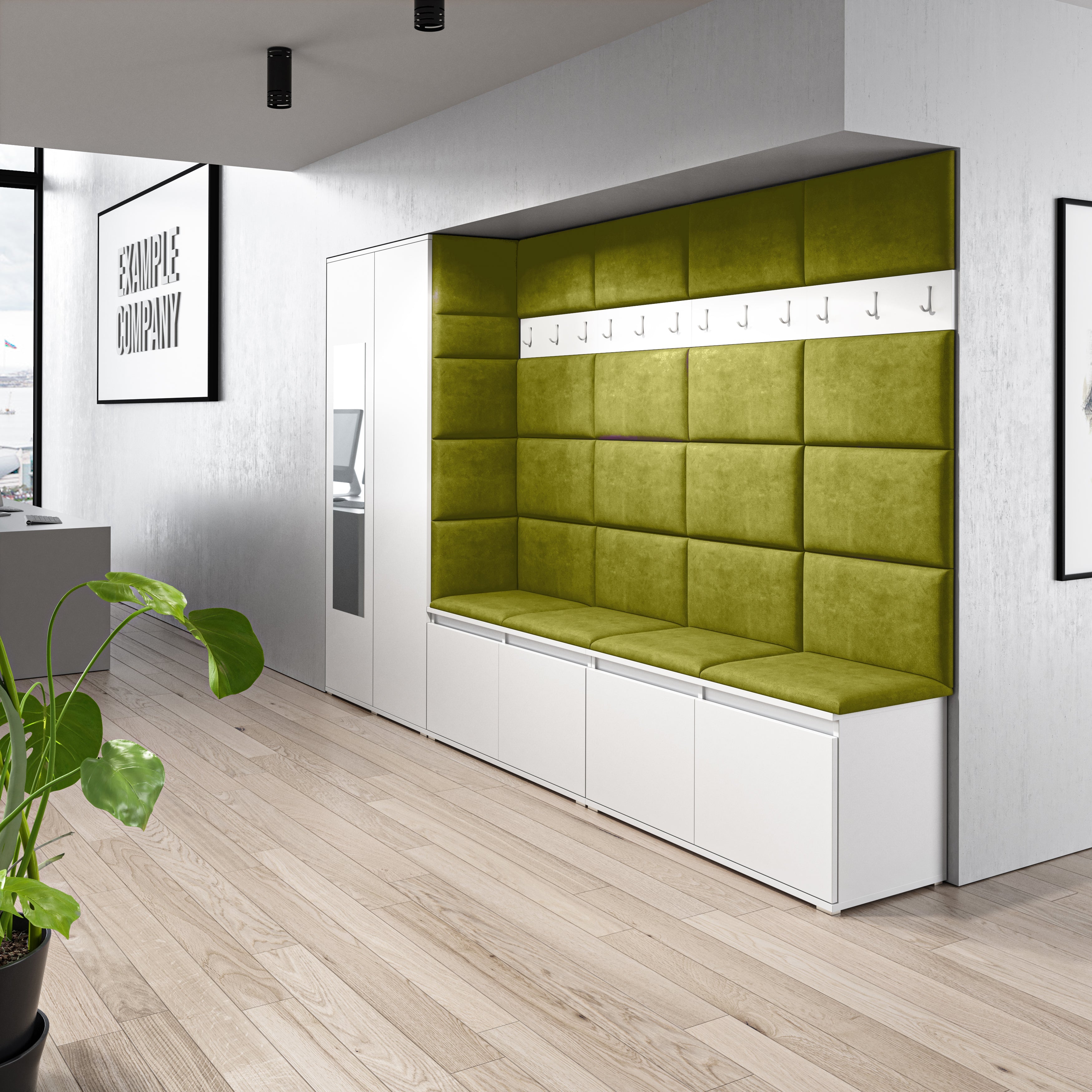 PK Emi 9 Hallway Wardrobe White - Upholstered Panels in Various Colours