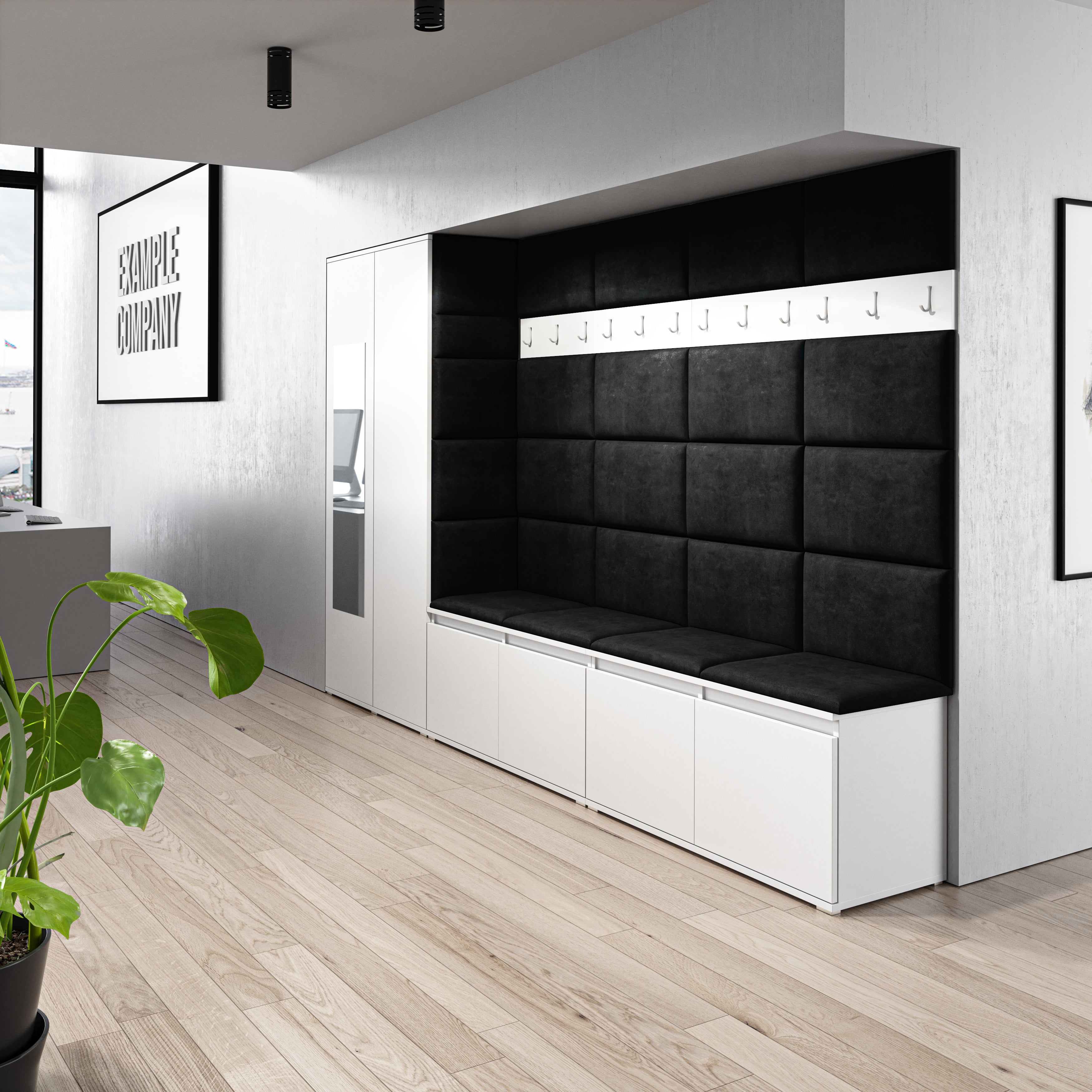 PK Emi 9 Hallway Wardrobe White - Upholstered Panels in Various Colours