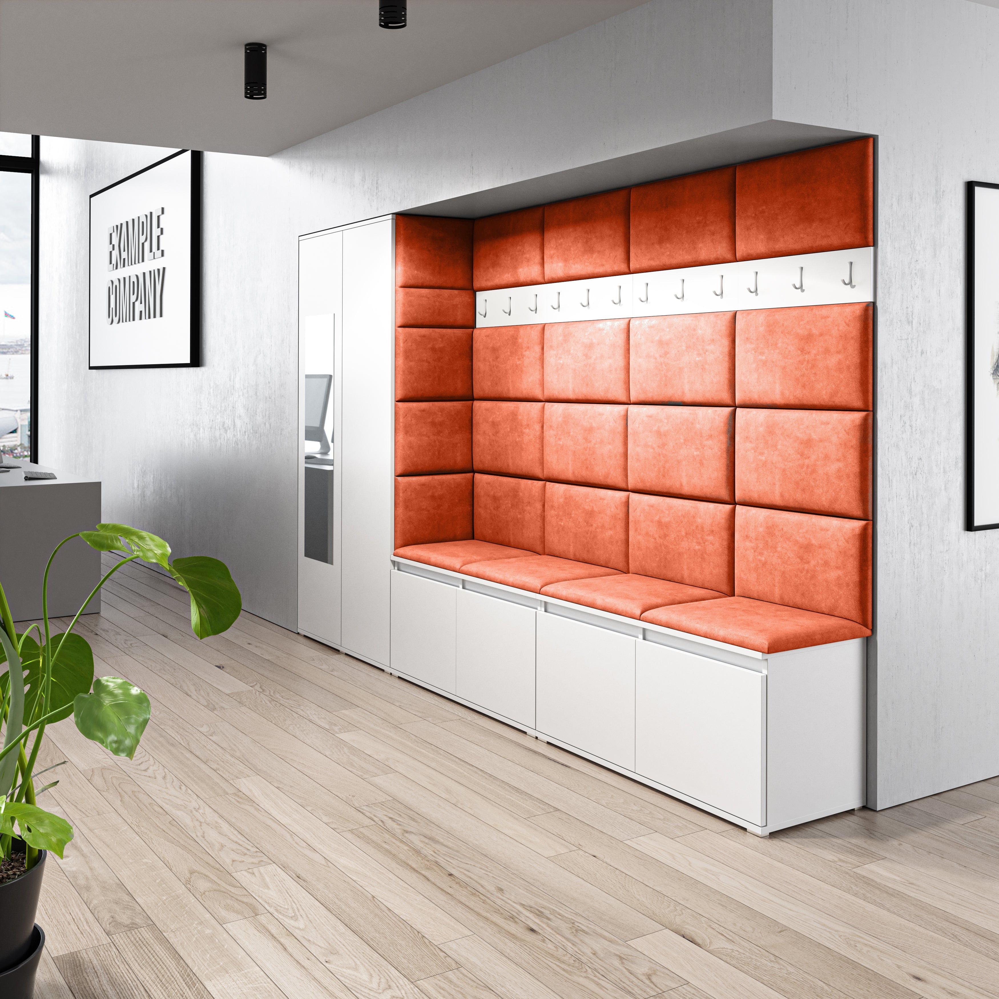 PK Emi 9 Hallway Wardrobe White - Upholstered Panels in Various Colours