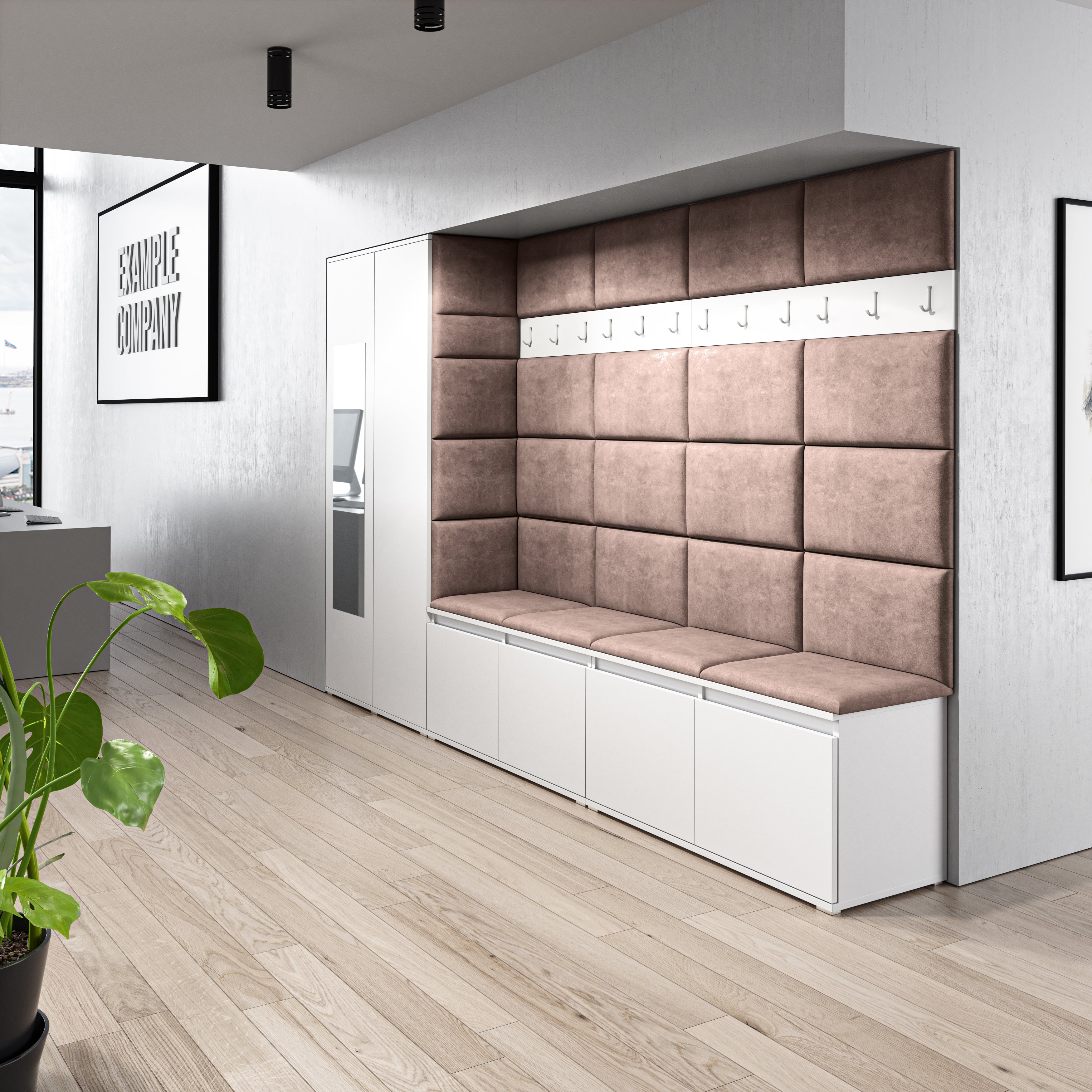 PK Emi 9 Hallway Wardrobe White - Upholstered Panels in Various Colours