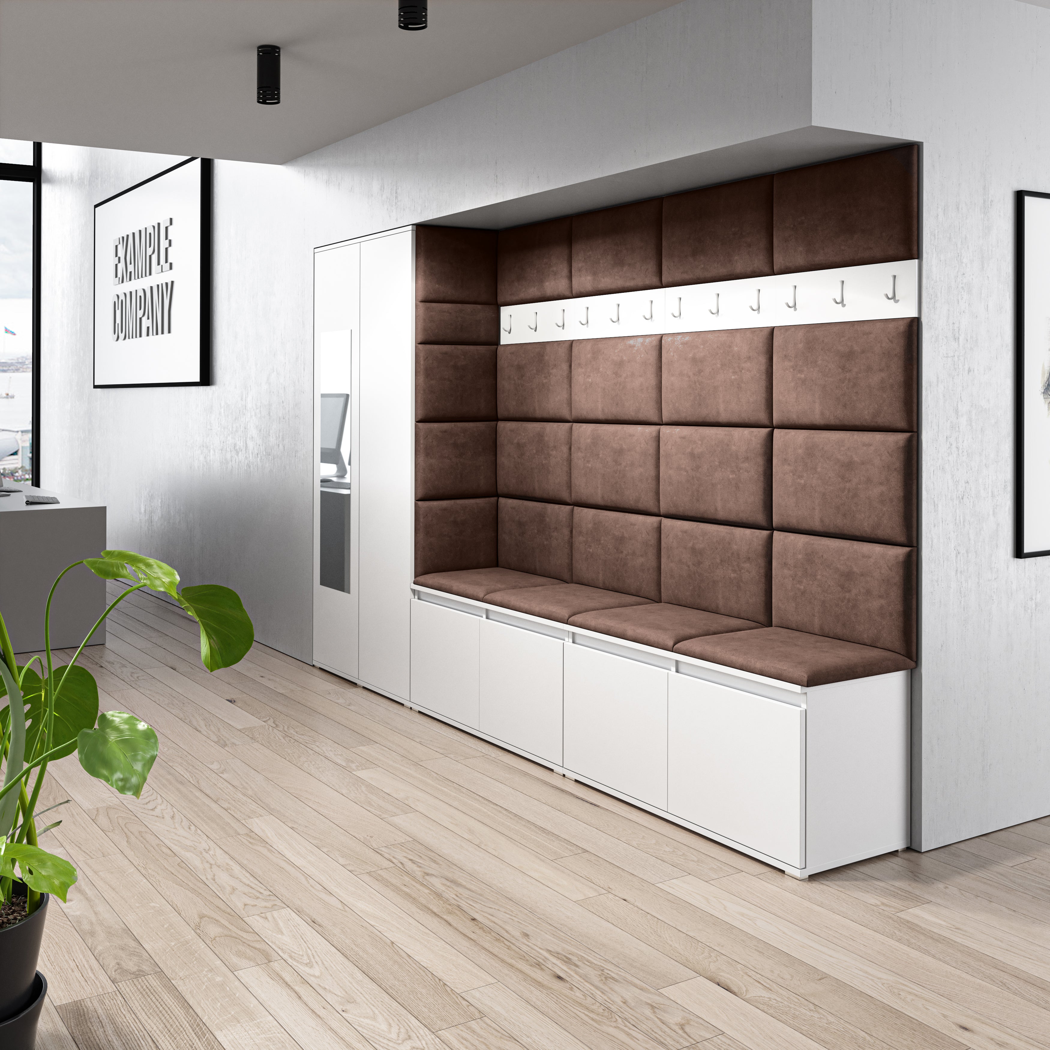 PK Emi 9 Hallway Wardrobe White - Upholstered Panels in Various Colours