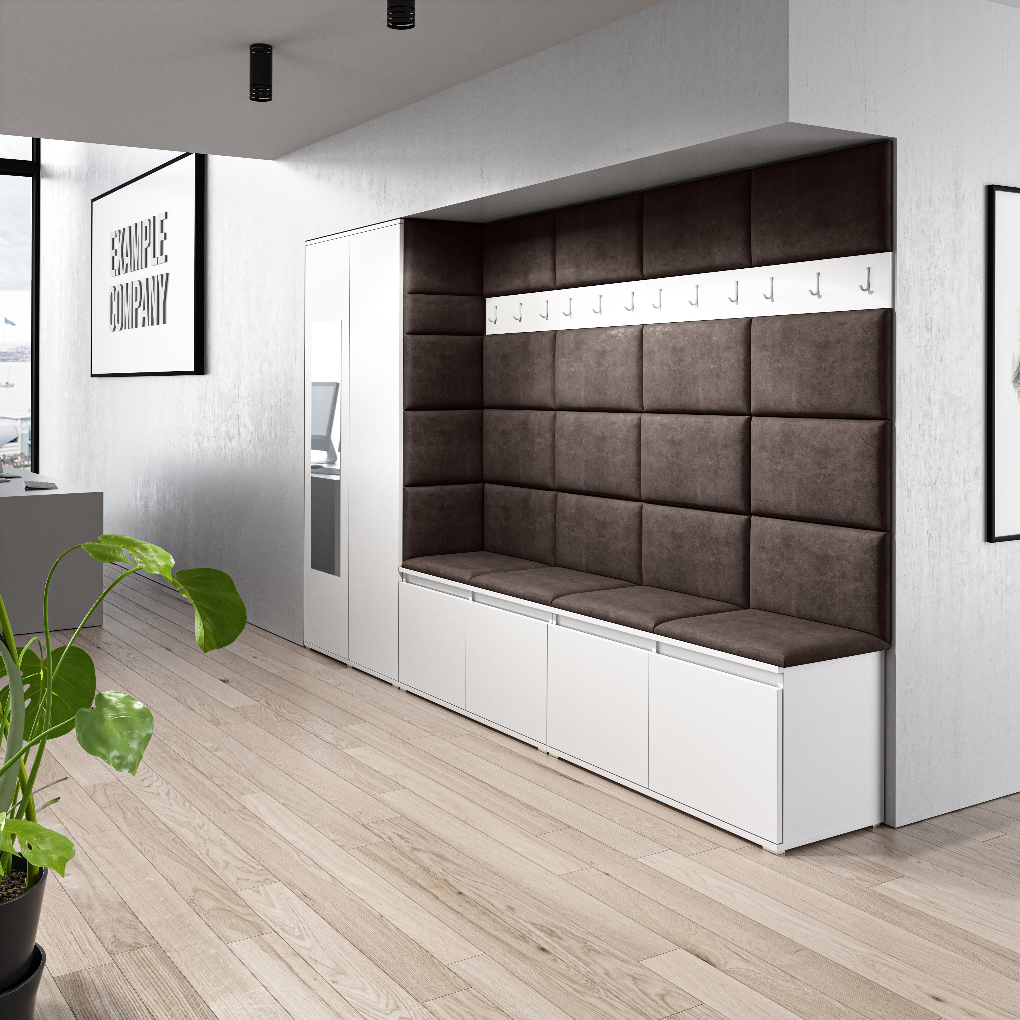 PK Emi 9 Hallway Wardrobe White - Upholstered Panels in Various Colours