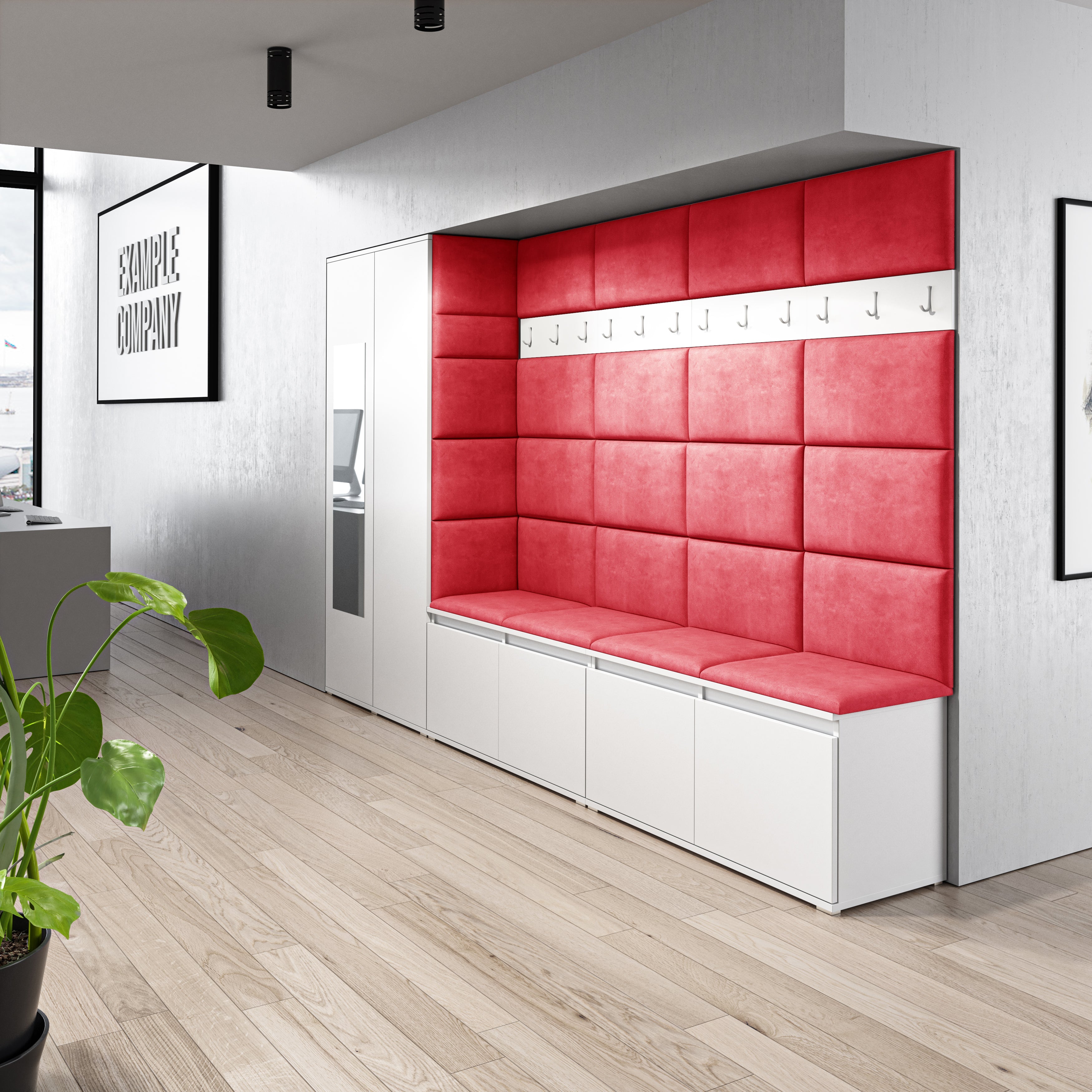 PK Emi 9 Hallway Wardrobe White - Upholstered Panels in Various Colours